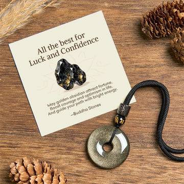 "All the best for Luck and Confidence" Obsidian Necklace Includes Gift Message Card