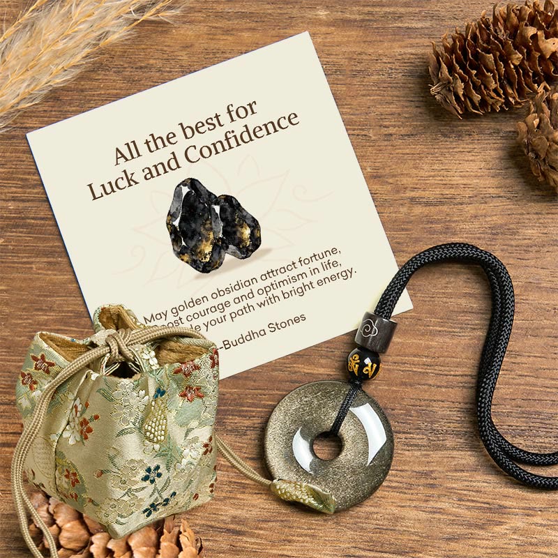 "All the best for Luck and Confidence" Obsidian Necklace Includes Gift Message Card
