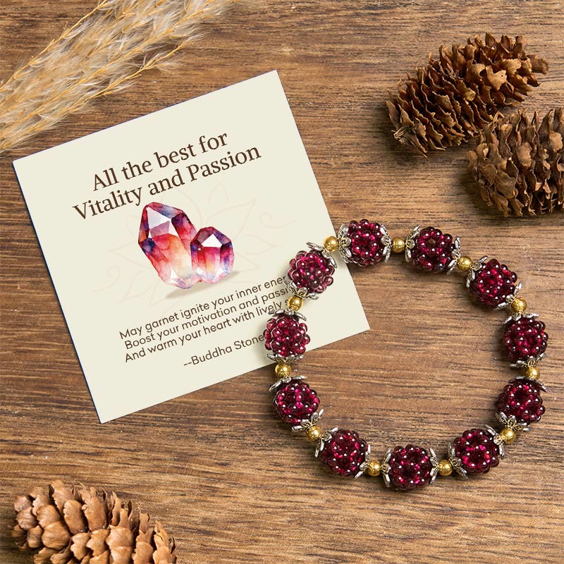 "All the best for Vitality and Passion" Garnet Bracelet Includes Gift Message Card