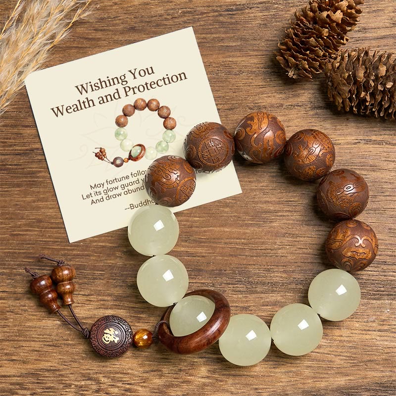 "Wishing You Wealth and Protection" Sappan Wood Bracelet Includes Gift Message Card