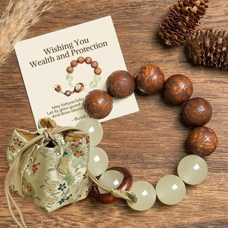 "Wishing You Wealth and Protection" Sappan Wood Bracelet Includes Gift Message Card