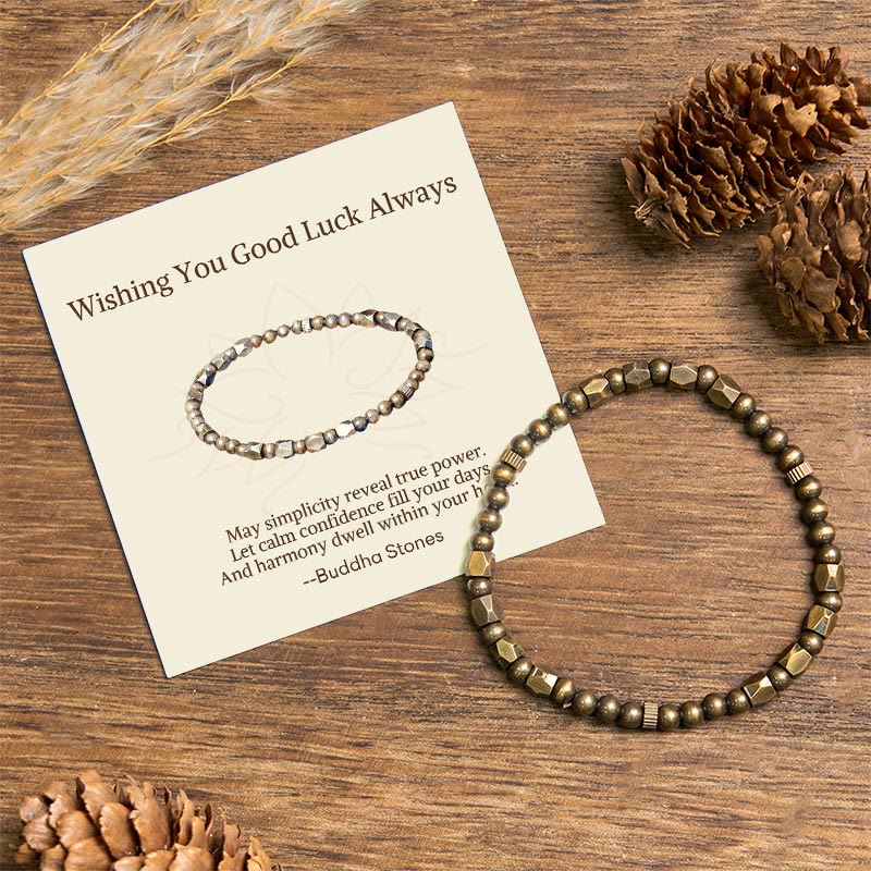 "Wishing You Balance and Strength" Brass Beads Bracelet Includes Gift Message Card