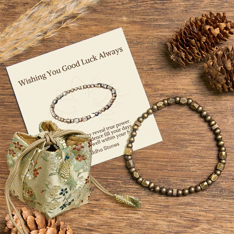 "Wishing You Balance and Strength" Brass Beads Bracelet Includes Gift Message Card