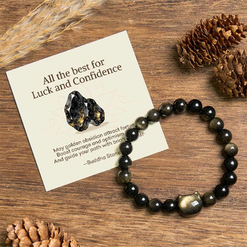 "All the best for Luck and Confidence" Lovely Cat Bracelet Includes Gift Message Card