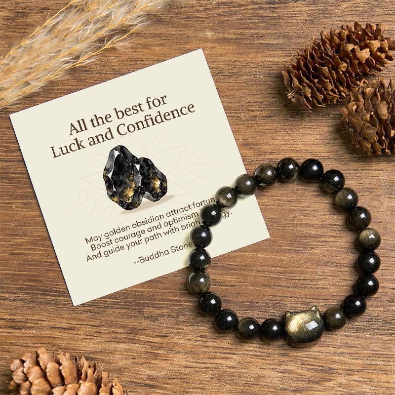 "All the best for Luck and Confidence" Lovely Cat Bracelet Includes Gift Message Card