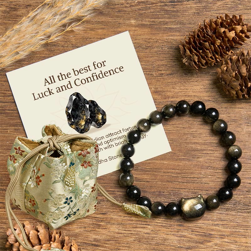 "All the best for Luck and Confidence" Lovely Cat Bracelet Includes Gift Message Card