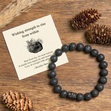"Wishing Strength to Rise from Within" Lava Rock Bracelet Includes Gift Message Card