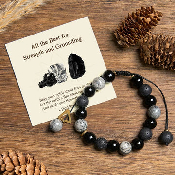 "All the Best for Strength and Grounding" Obsidian Bracelet Includes Gift Message Card