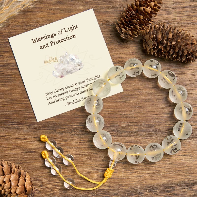 "Blessings of Light and Protection" White Crystal Bracelet Includes Gift Message Card