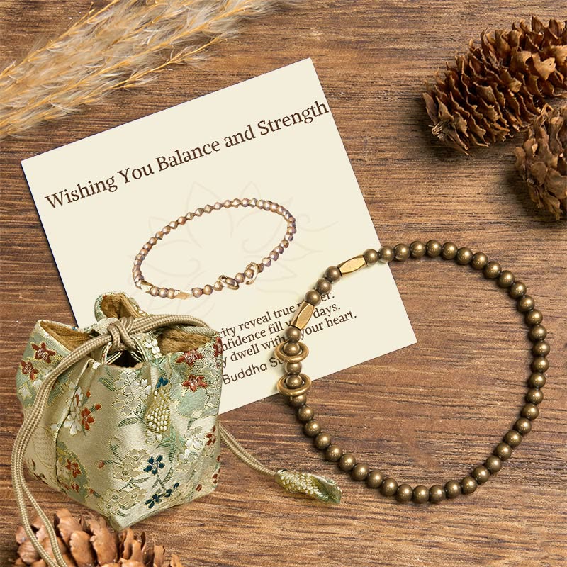 "Wishing You Balance and Strength" Brass Bracelet Includes Gift Message Card