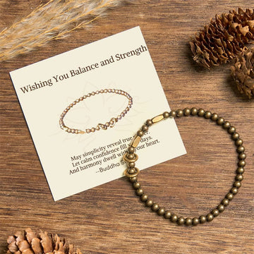 "Wishing You Balance and Strength" Brass Bracelet Includes Gift Message Card