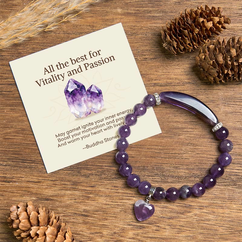 "All the best for Calm and Wisdom" Amethyst Love Bracelet Includes Gift Message Card