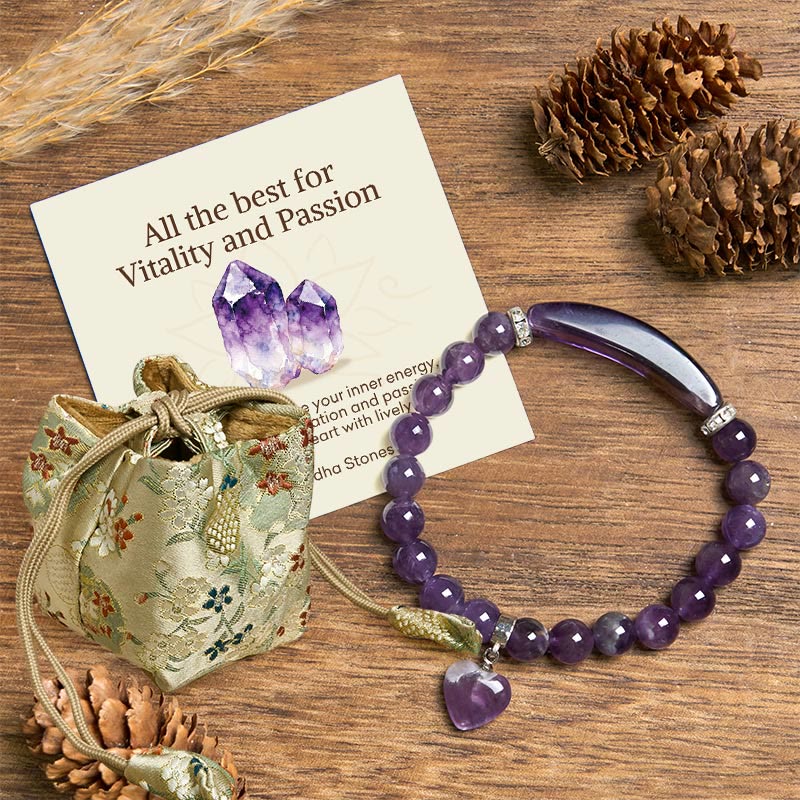 "All the best for Calm and Wisdom" Amethyst Love Bracelet Includes Gift Message Card