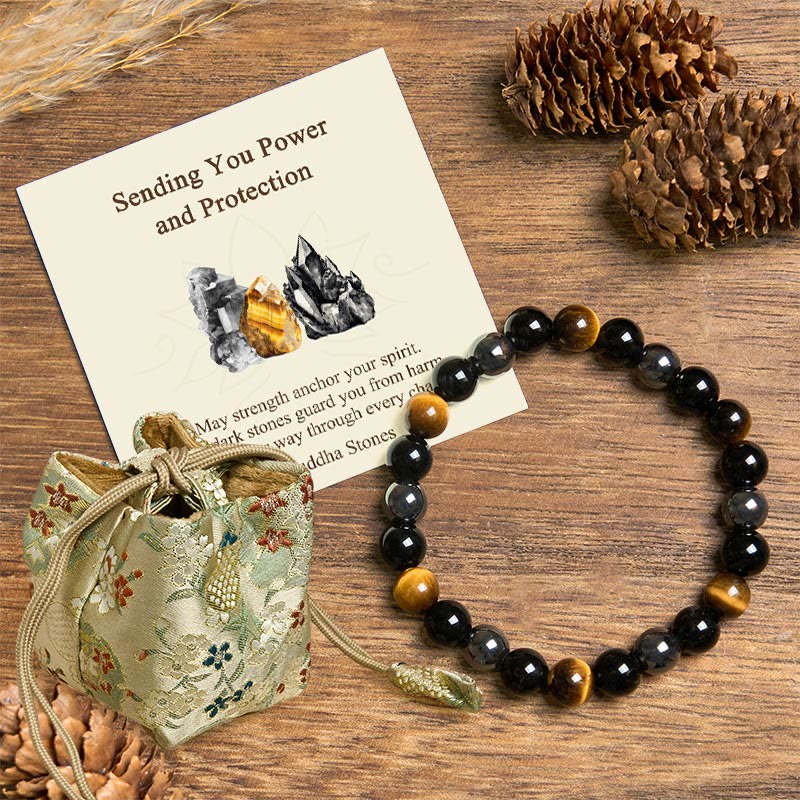 "Sending You Power and Protection" Tiger's Eye Bracelet Includes Gift Message Card