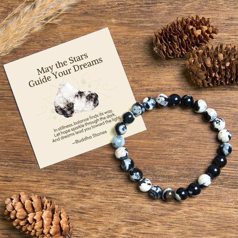 "May the Stars Guide Your Dreams" Orca Agate Bracelet Includes Gift Message Card