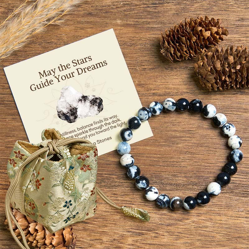 "May the Stars Guide Your Dreams" Orca Agate Bracelet Includes Gift Message Card