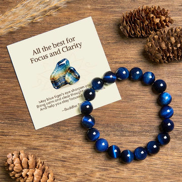 "All the best for Focus and Clarity" Tiger Eye Bracelet Includes Gift Message Card