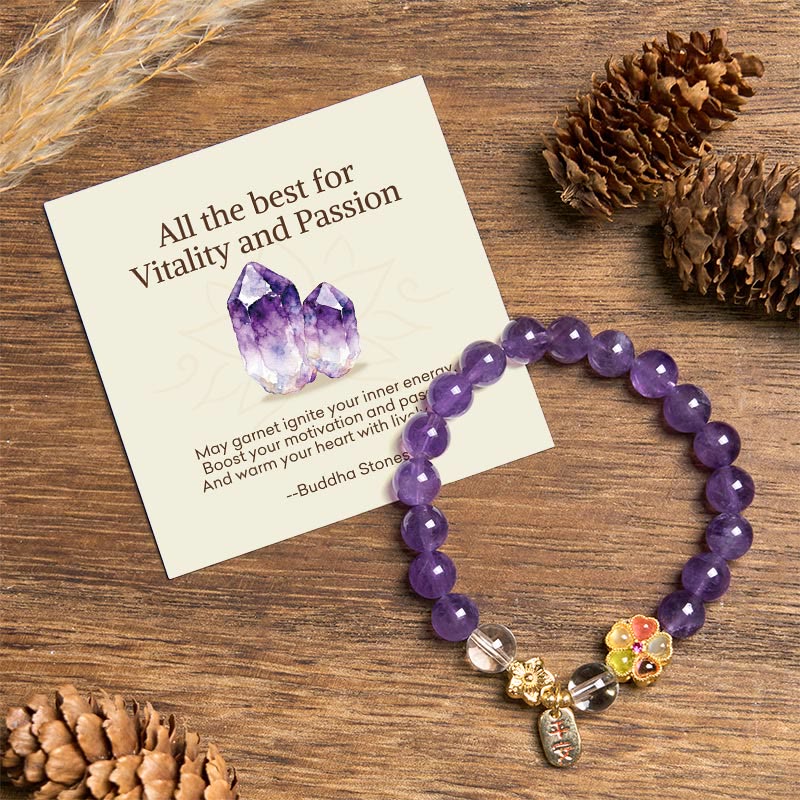 "All the best for Calm and Wisdom" Amethyst Safe Bracelet Includes Gift Message Card