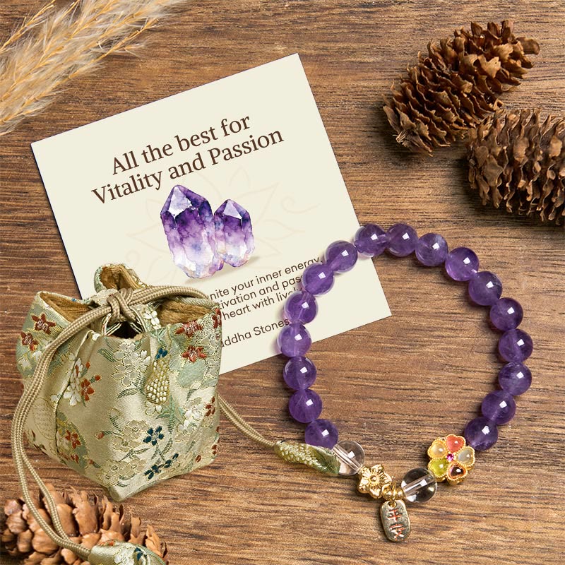 "All the best for Calm and Wisdom" Amethyst Safe Bracelet Includes Gift Message Card