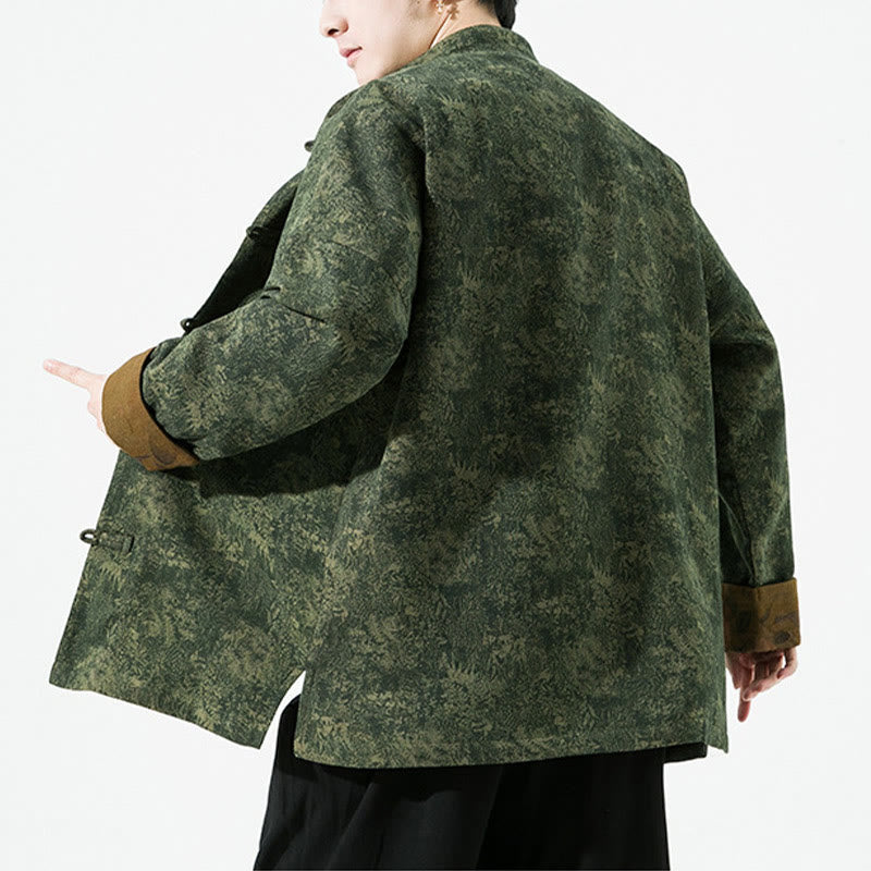 Breathable Cotton Floral Print Stand Collar Meditation Jacket