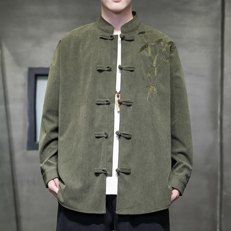 Tactile Cotton Corduroy Stand Collar Men's Meditation Jacket