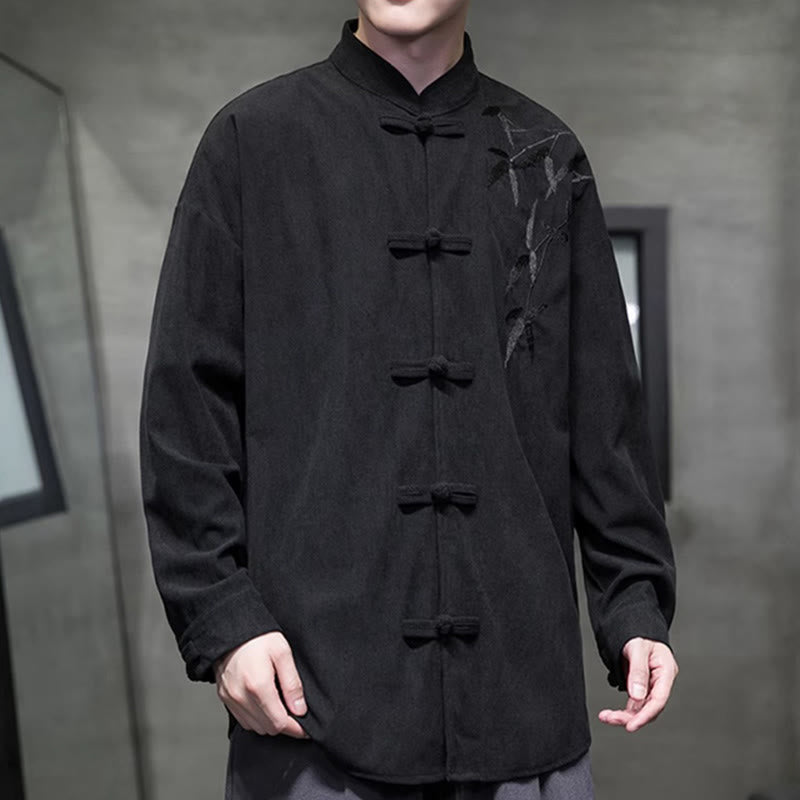 Tactile Cotton Corduroy Stand Collar Men's Meditation Jacket