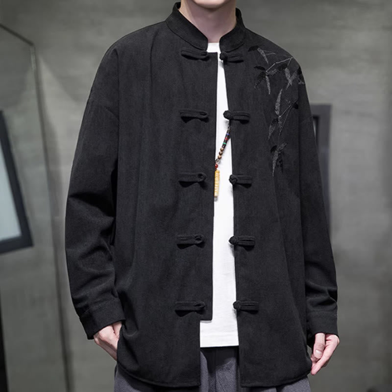 Tactile Cotton Corduroy Stand Collar Men's Meditation Jacket