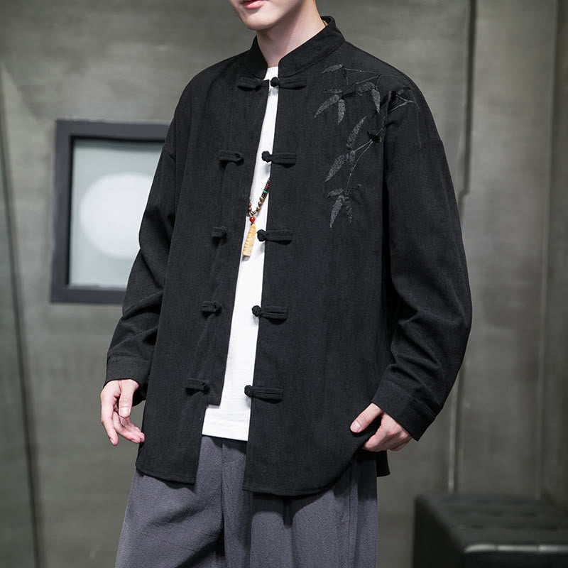 Tactile Cotton Corduroy Stand Collar Men's Meditation Jacket