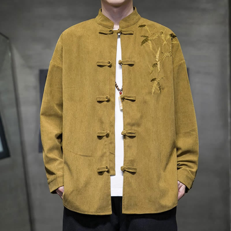 Tactile Cotton Corduroy Stand Collar Men's Meditation Jacket