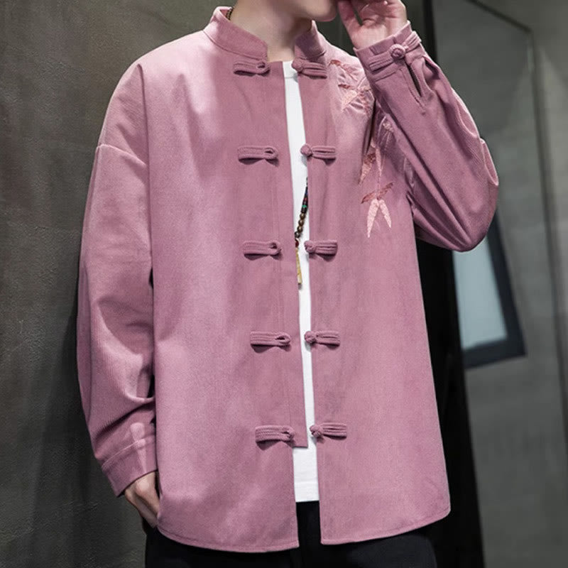 Tactile Cotton Corduroy Stand Collar Men's Meditation Jacket