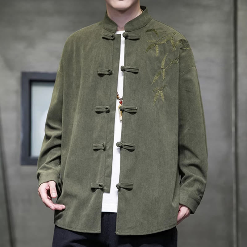 Tactile Cotton Corduroy Stand Collar Men's Meditation Jacket