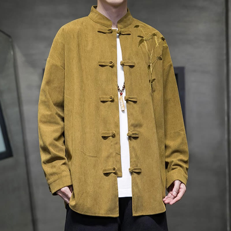 Tactile Cotton Corduroy Stand Collar Men's Meditation Jacket