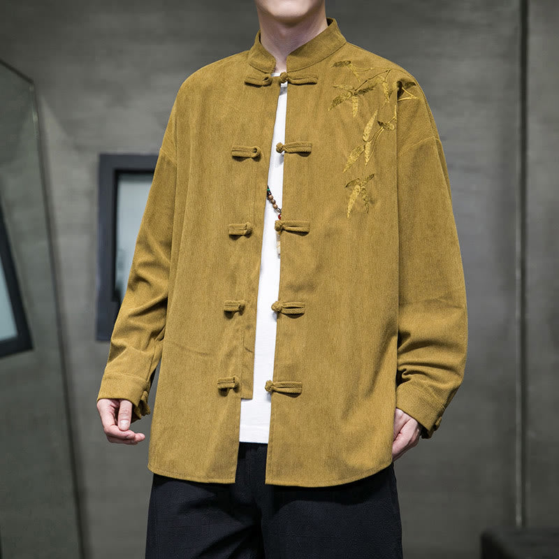 Tactile Cotton Corduroy Stand Collar Men's Meditation Jacket