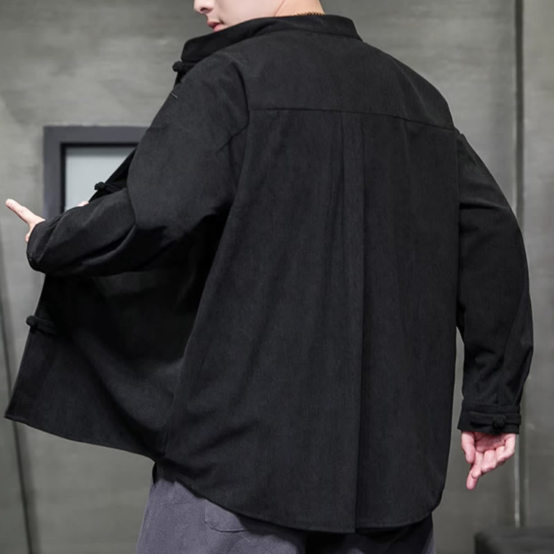 Tactile Cotton Corduroy Stand Collar Men's Meditation Jacket
