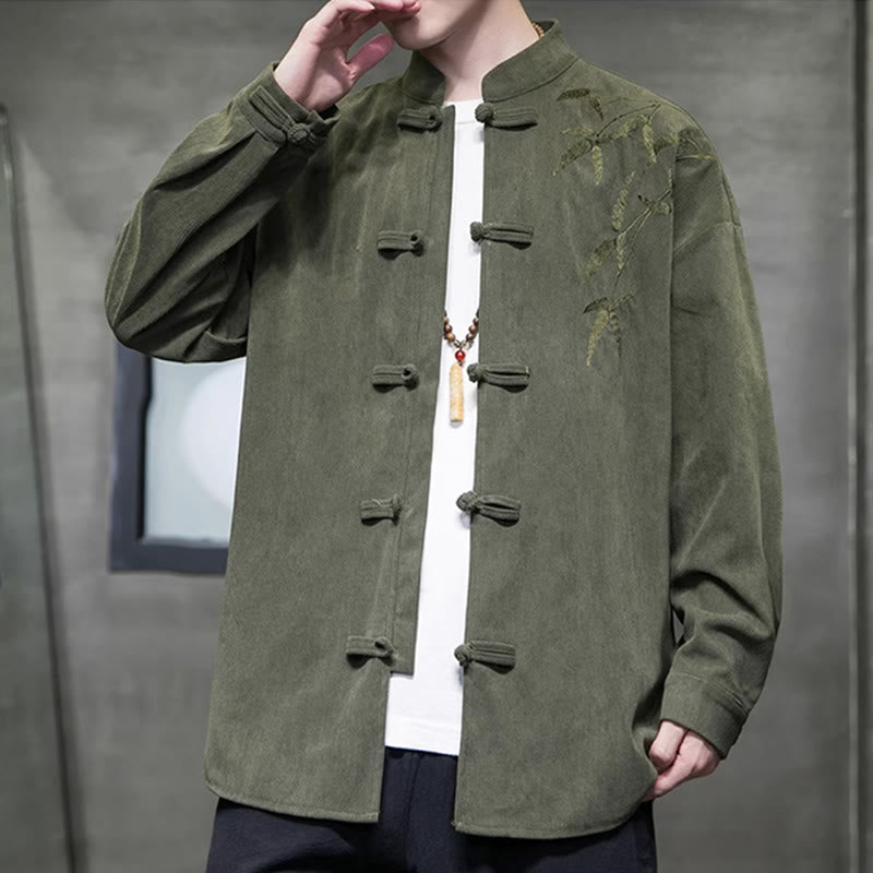 Tactile Cotton Corduroy Stand Collar Men's Meditation Jacket