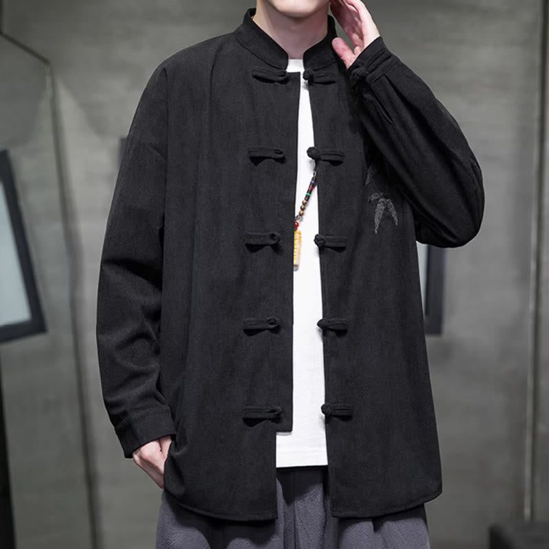 Tactile Cotton Corduroy Stand Collar Men's Meditation Jacket