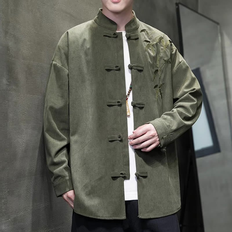 Tactile Cotton Corduroy Stand Collar Men's Meditation Jacket