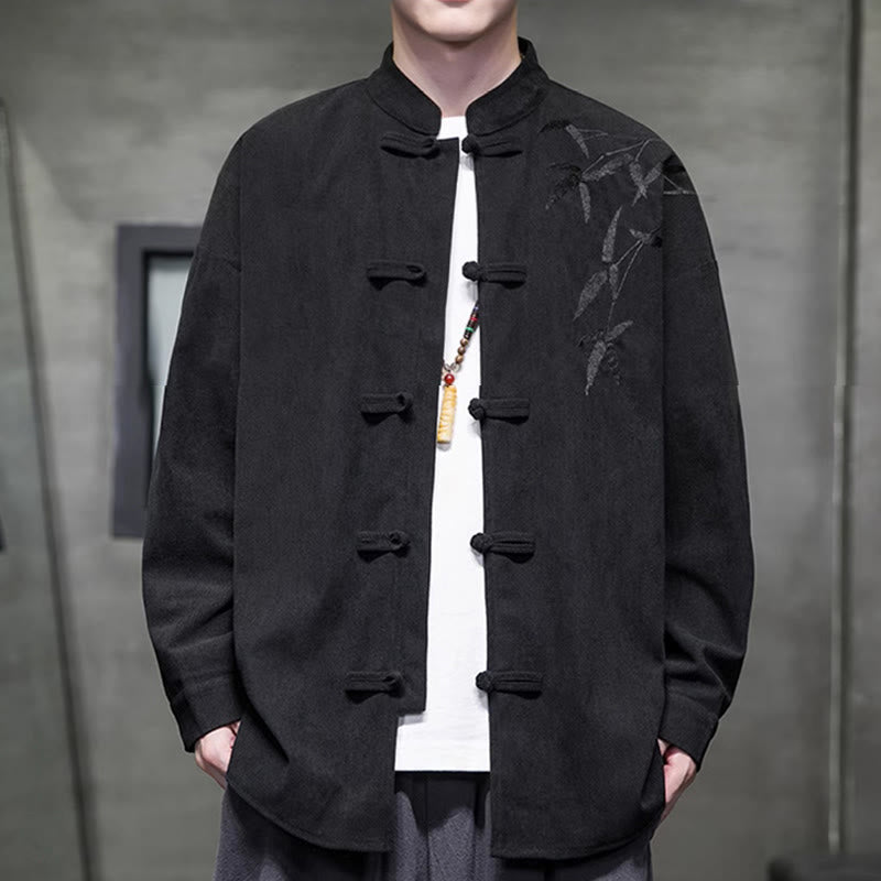 Tactile Cotton Corduroy Stand Collar Men's Meditation Jacket