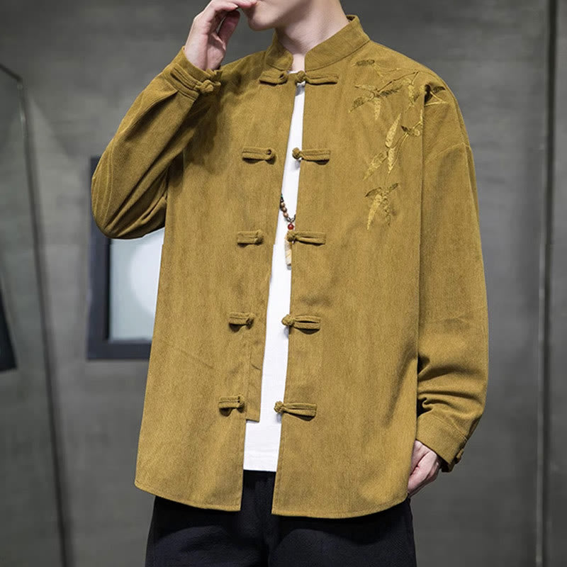 Tactile Cotton Corduroy Stand Collar Men's Meditation Jacket