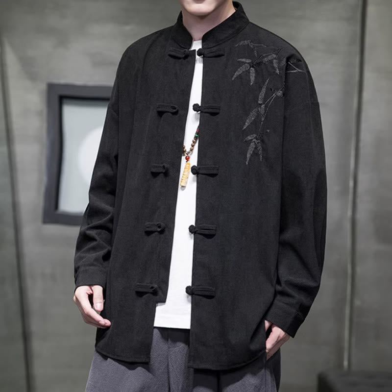 Tactile Cotton Corduroy Stand Collar Men's Meditation Jacket