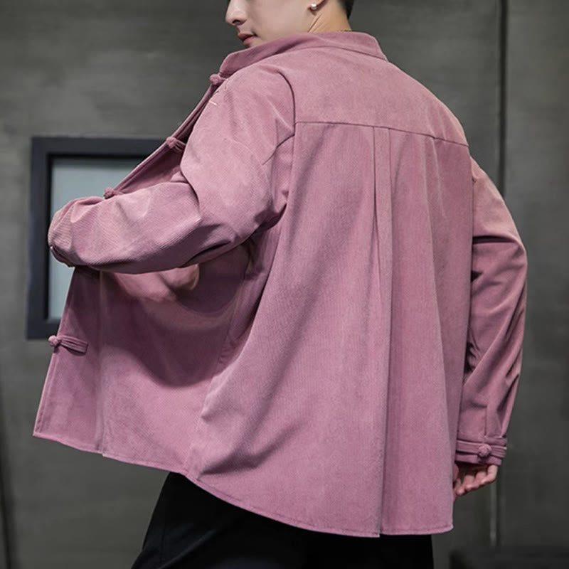 Tactile Cotton Corduroy Stand Collar Men's Meditation Jacket