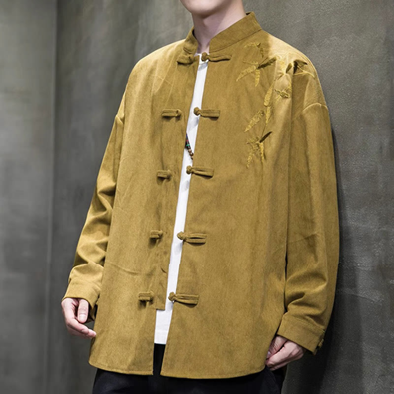 Tactile Cotton Corduroy Stand Collar Men's Meditation Jacket