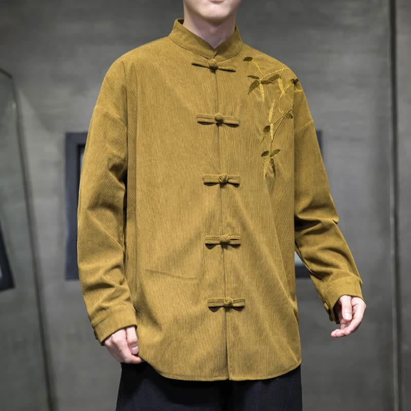 Tactile Cotton Corduroy Stand Collar Men's Meditation Jacket
