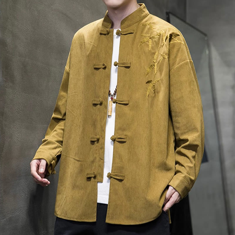 Tactile Cotton Corduroy Stand Collar Men's Meditation Jacket