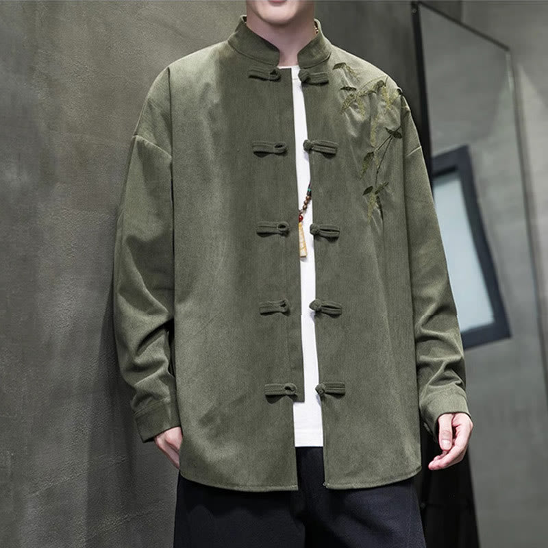 Tactile Cotton Corduroy Stand Collar Men's Meditation Jacket