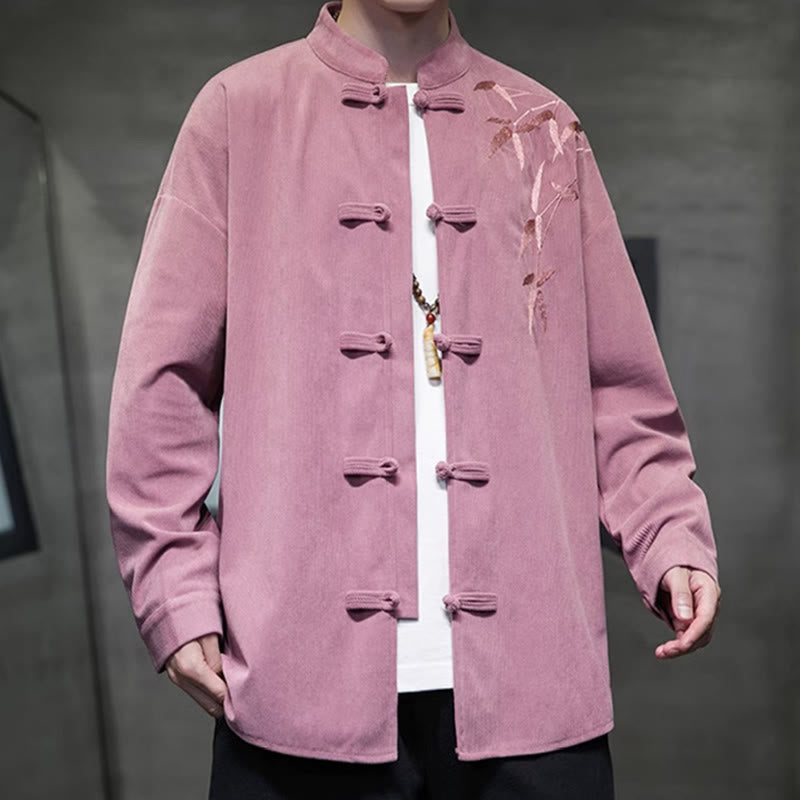 Tactile Cotton Corduroy Stand Collar Men's Meditation Jacket