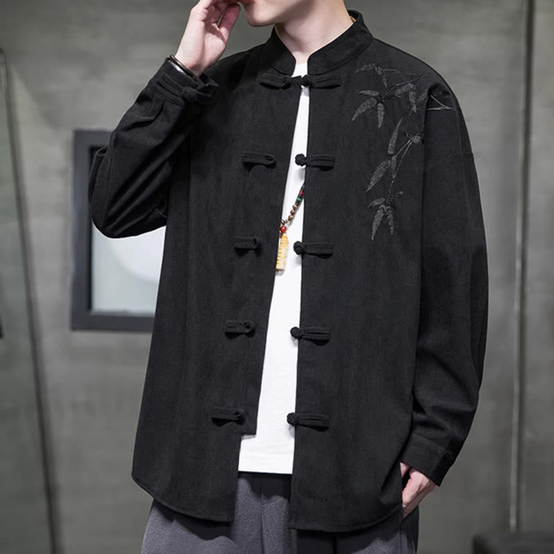 Tactile Cotton Corduroy Stand Collar Men's Meditation Jacket