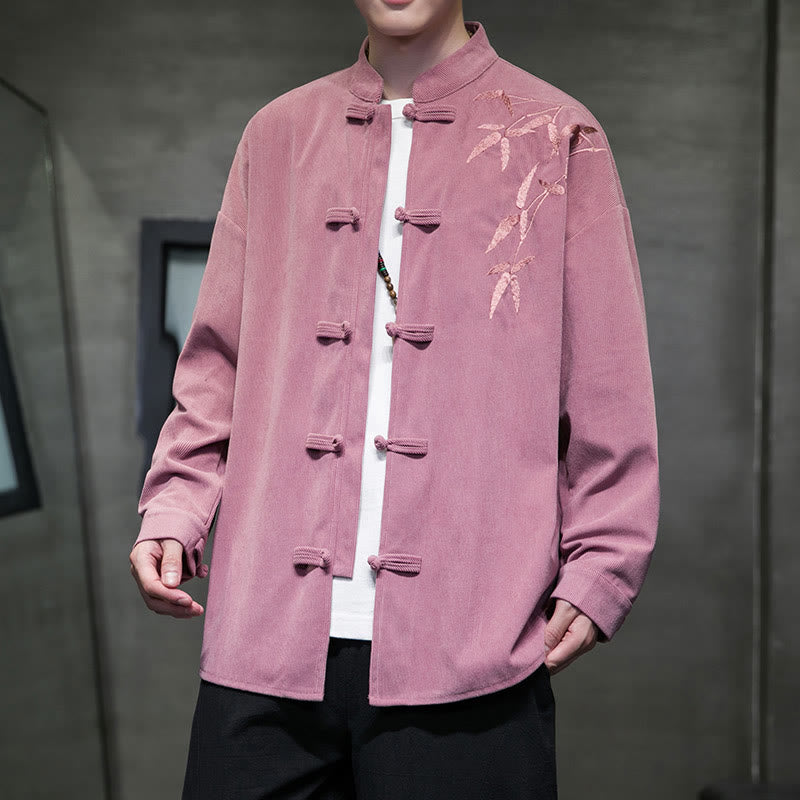 Tactile Cotton Corduroy Stand Collar Men's Meditation Jacket