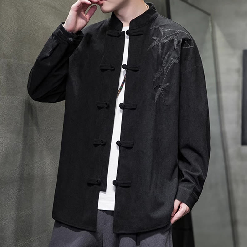 Tactile Cotton Corduroy Stand Collar Men's Meditation Jacket