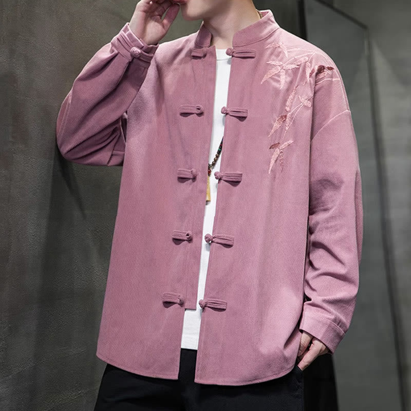 Tactile Cotton Corduroy Stand Collar Men's Meditation Jacket